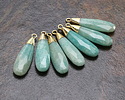 Brazilian Amazonite Faceted Puff Teardrop Focal w/ Gold Finish 9x28mm