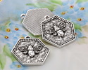 Antique Silver (plated) Hexagon Bee Seal Focal 21x22mm