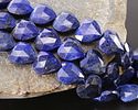 Lapis (dyed) Microfaceted Heart 13-14mm