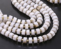 White Agate Microfaceted Hexagon Heishi 4x8mm