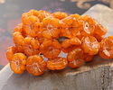 Czech Glass Tangerine Opal w/ Copper Hibiscus Coin 12mm