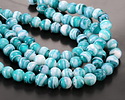 Teal & White Swirl Lampwork Glass Round 10mm