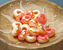 Peaches & Cream Banded Resin Large-Hole Rondelle 8x14mm