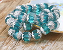 Czech Glass Teal w/ Silver Lantern 10mm