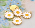 24K Gold (plated) Enamel Daisy Focal 13x15.8mm