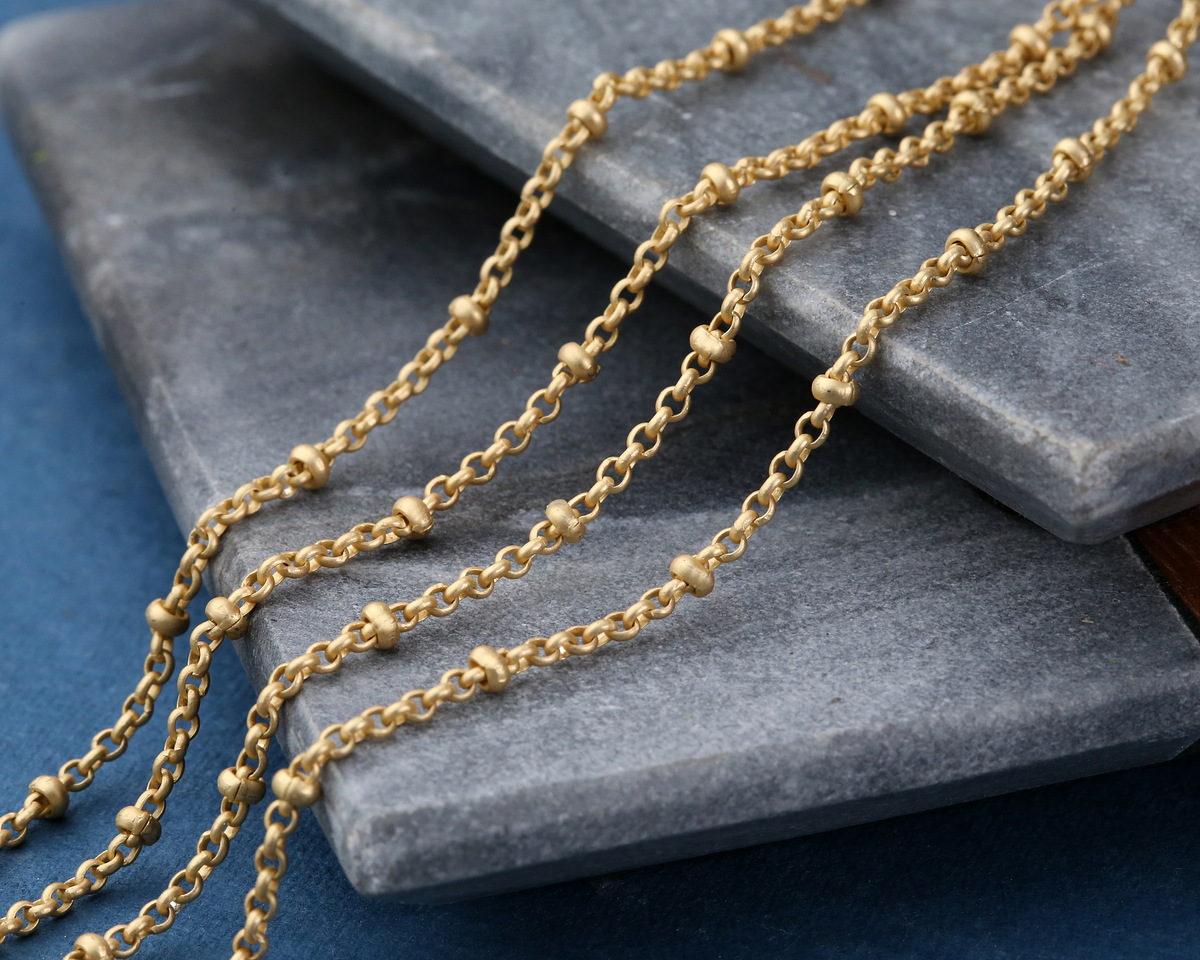 Satin Hamilton Gold (plated) Rollo Satellite Chain, 5' Package