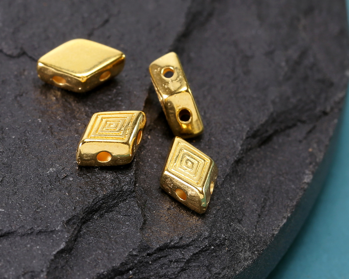 Cymbal Gerontas 24K Gold (plated) GemDuo Bead Substitute 8x5mm