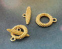 Satin Hamilton Gold (plated) Beaded Toggle Clasp 19x16mm, 20mm Bar