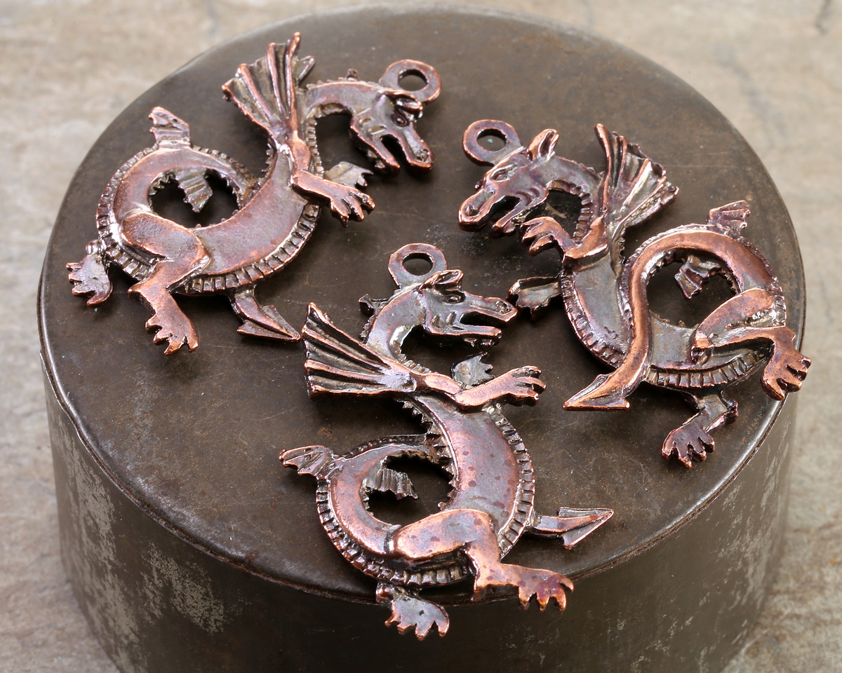 Mykonos Antique Copper (plated) Large Dragon Focal 28x45mm