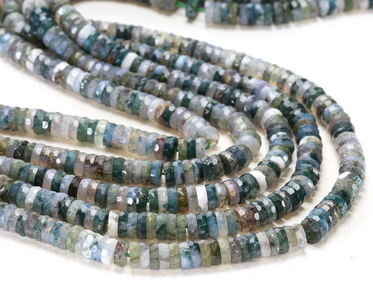Moss Agate Microfaceted Heishi 2x6mm