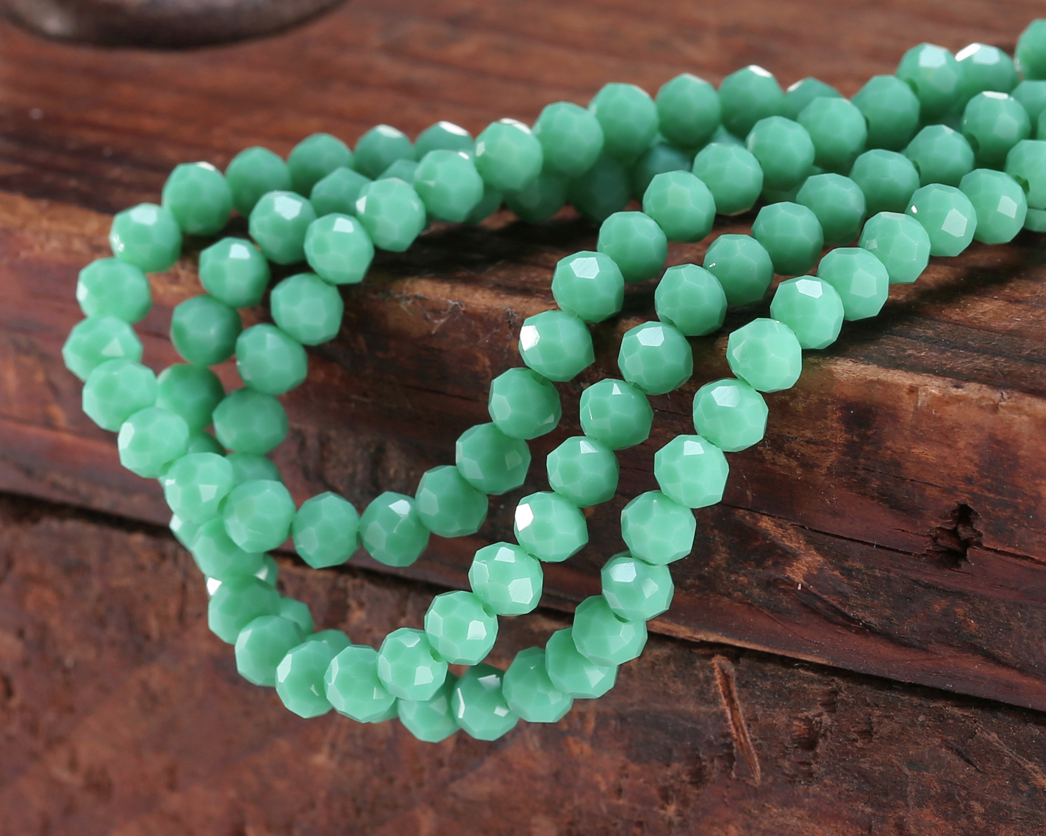 Green Turquoise Crystal Faceted Rondelle 4mm