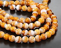 Butterscotch & White Swirl Lampwork Glass Round 10mm