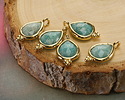 Brazil Amazonite w/ Gold Finish Faceted Teardrop Focal 10x12mm