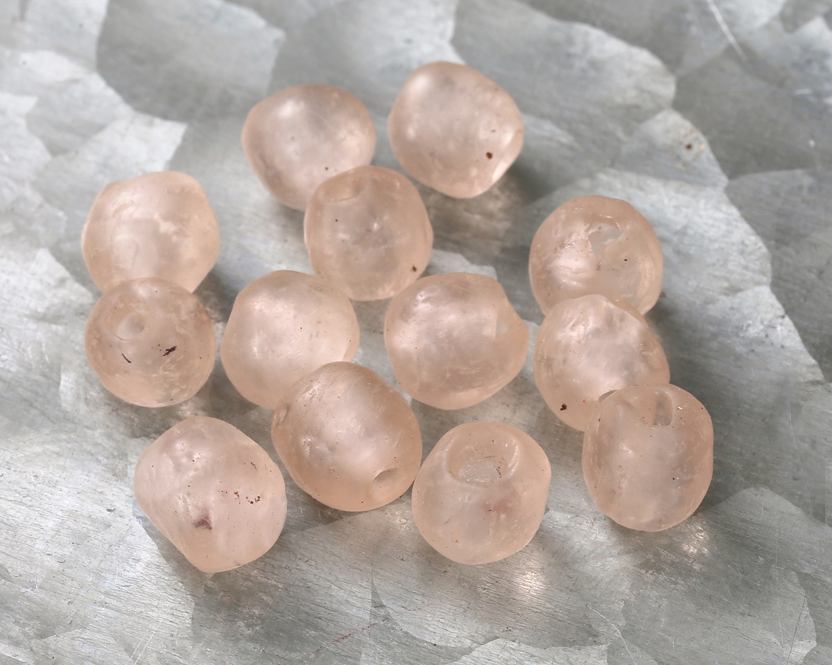 African Recycled Glass Rosaline Tumbled Round 8-9mm