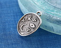 Antique Silver (plated) Celestial Symbols Organic Oval Focal 14x19mm