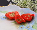 Czech Glass Hyacinth w/ Gold Wash Bird 11x22mm