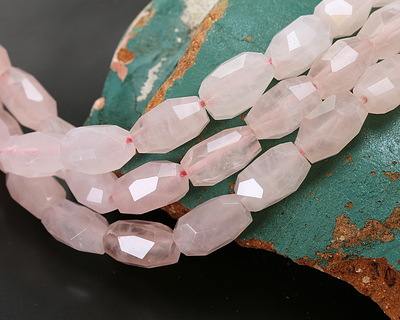 Rose Quartz (A) Microfaceted Long Nugget 9x14mm