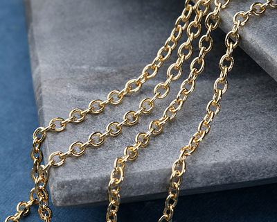 Hamilton Gold (plated) Round Wire Cable Chain 25' spool