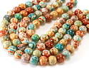 Copper Red & Sage Agate Round 10mm