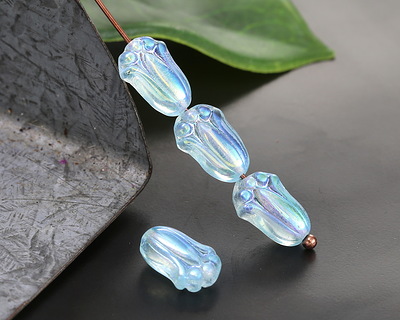 Czech Glass Aquamarine AB Tulip 12x8mm