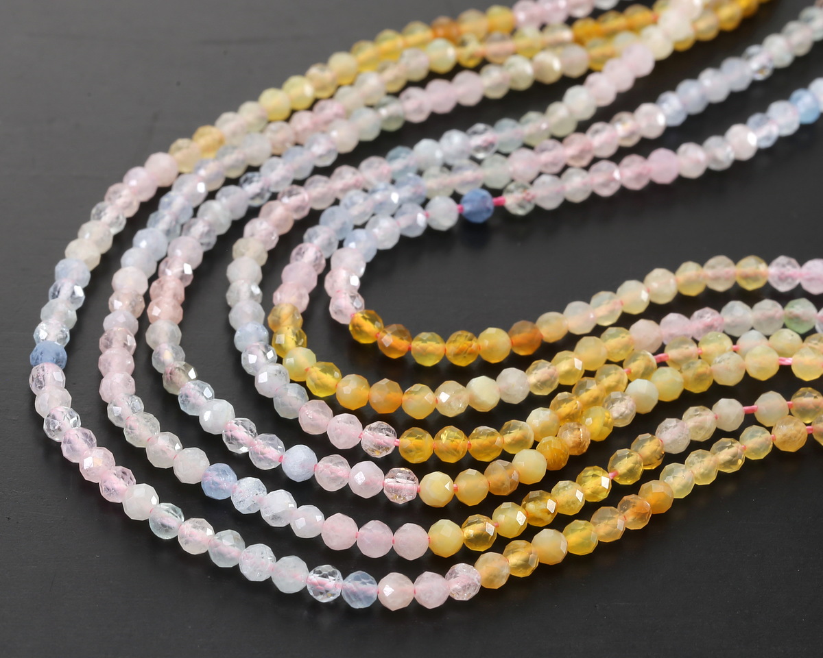 Multi Beryl w/ Yellow Ombré Faceted Round 3.5mm