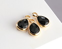 Jet Crystal Teardrop in Gold Finish Bezel 6.5x11.8mm