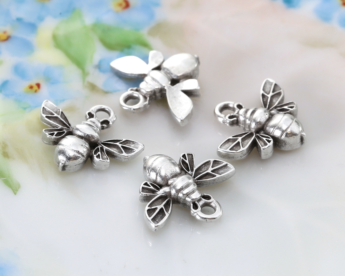 Antique Silver (plated) Bee Focal 15x13mm