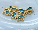 24K Gold (plated) Framed Transparent Turquoise Butterfly Focal Link 17.5x10mm