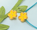 24K Gold (plated) Yellow Enamel Daisy Button 10mm