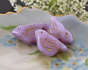 Czech Glass Thistle w/ Platinum Wash Bird 11x22mm