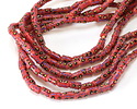 Java Glass Dark Pink w/Dots in Black/Blue/Yellow Tube 8-10x6mm