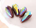 Czech Glass Cranberry AB w/ Copper Faceted Melon Teardrop 23x11mm