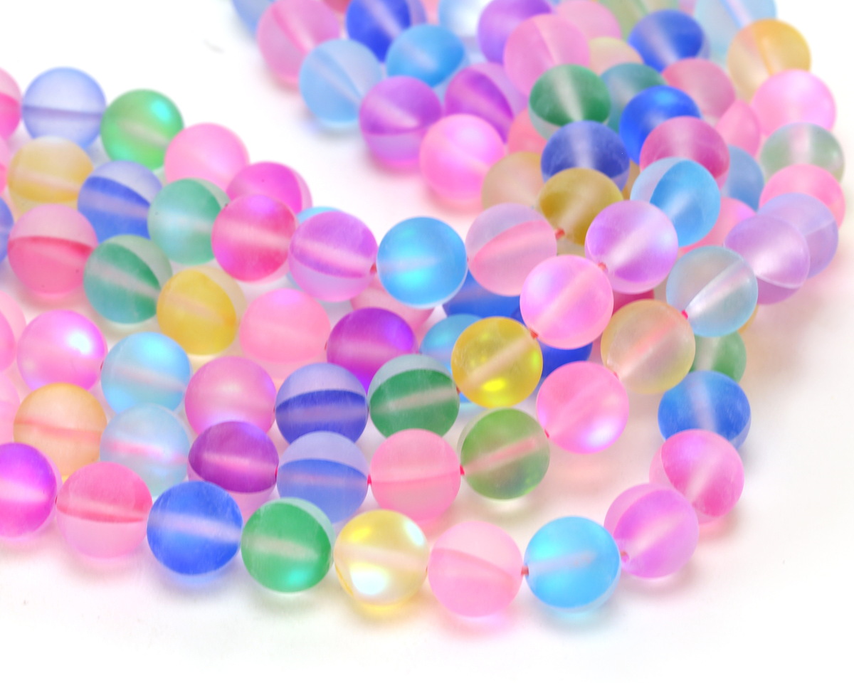 Multi Fused Glass AB (matte) Round 10mm