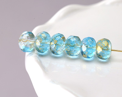 Czech Glass Crystal Springs w/ Gold Fire Polished Rondelle 6x9mm