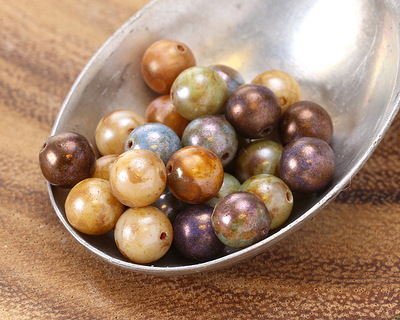 Czech Glass Fruit Cake w/ Rembrandt Finish Mix Round Druk 8mm