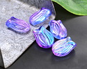 Czech Glass Dual Coated Purple & Blue AB Tulip 16x12mm