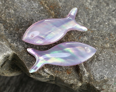Lavender Resin & Shell Fish Focal 10x24mm
