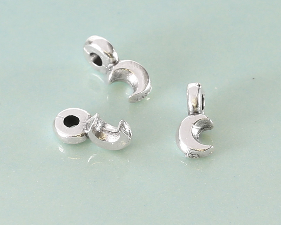Antique Silver (plated) Tiny Crescent Moon Focal 3x7mm