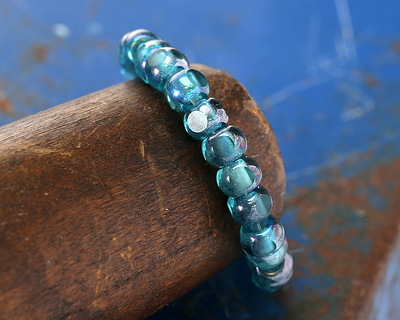 Czech Glass Teal Blue AB Trica Beads 4x5mm