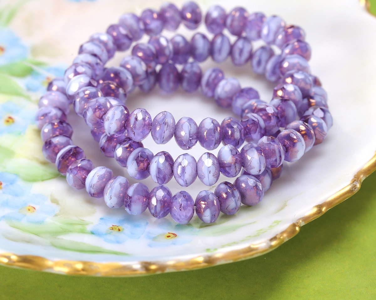 Czech Glass Bronzed Purple Ice Fire Polished Rondelle 3x5mm