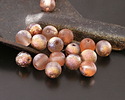 Czech Glass Textured Rosaline w/ Copper Rainbow Finish Round Druk 6mm