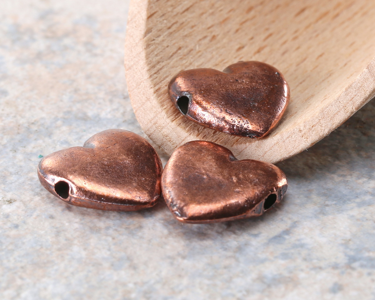 Mykonos Antique Copper (plated) Heart Focal Bead 19mm