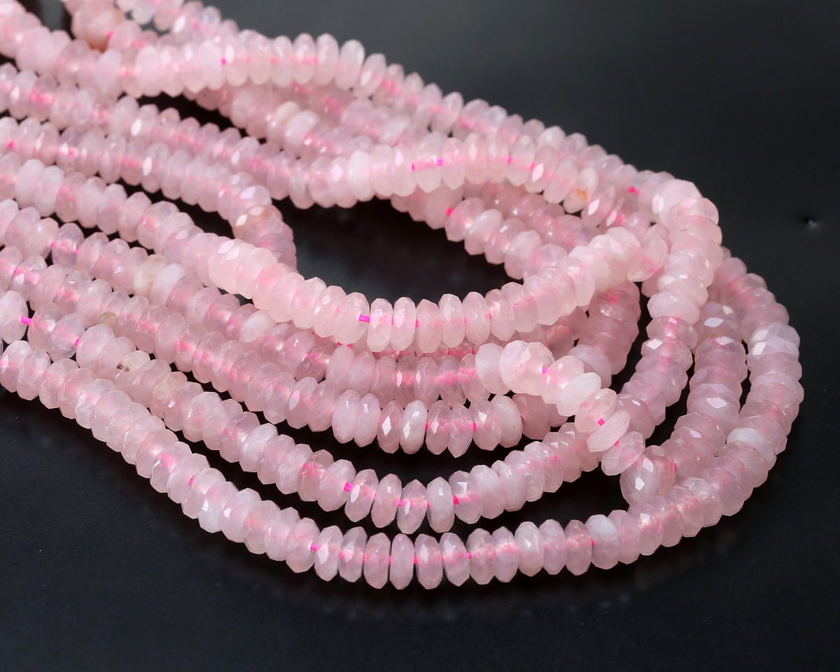 Rose Quartz Faceted Spacer Rondelle 2x5mm
