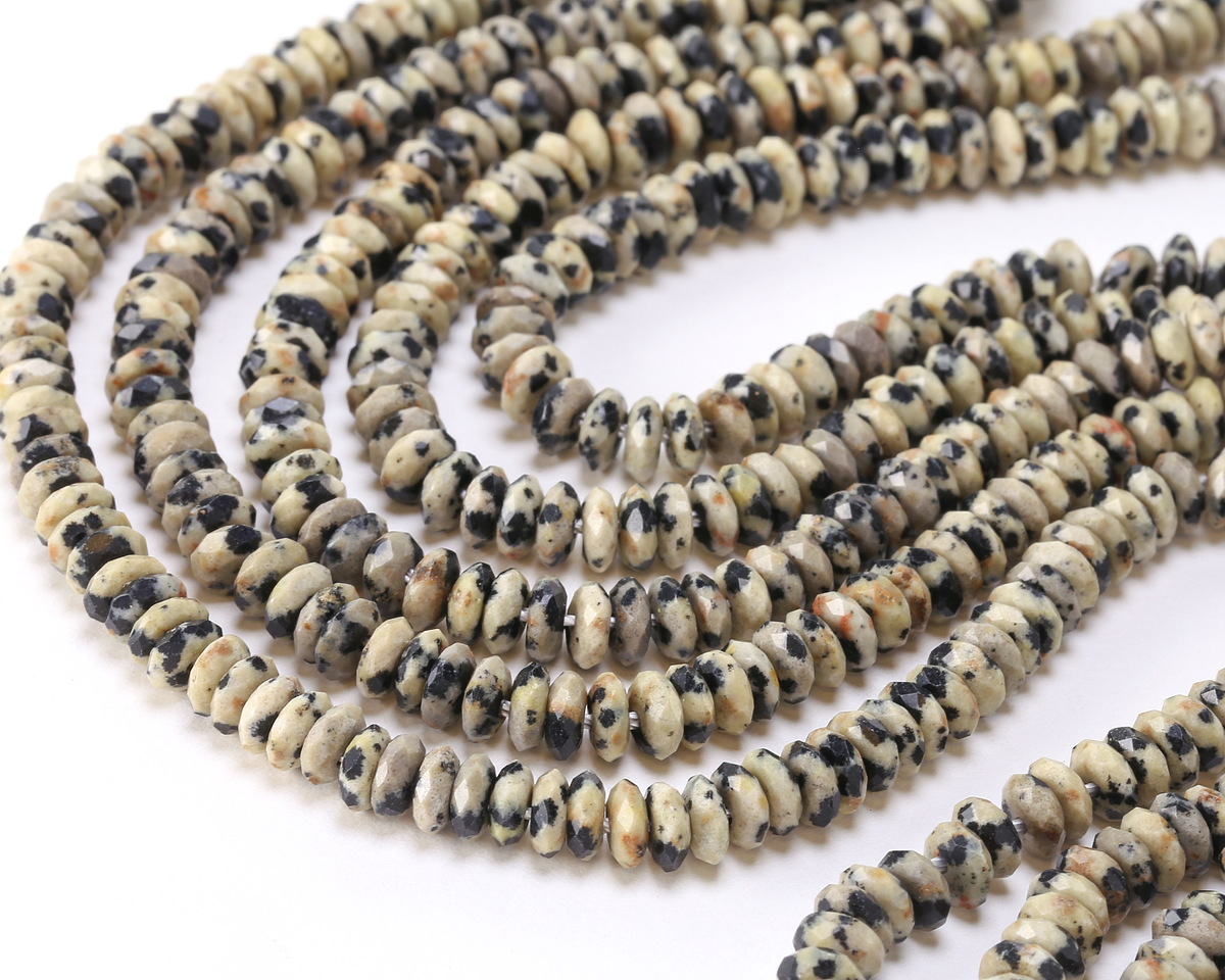 Dalmatian Jasper Faceted Spacer Rondelle 2x5mm