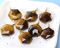 Tiger Eye w/ Gold Finish Faceted Hexagon Wire Wrapped Pendant 20x25mm