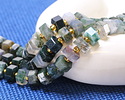 Moss Agate Microfaceted Hexagon Heishi 4x8mm