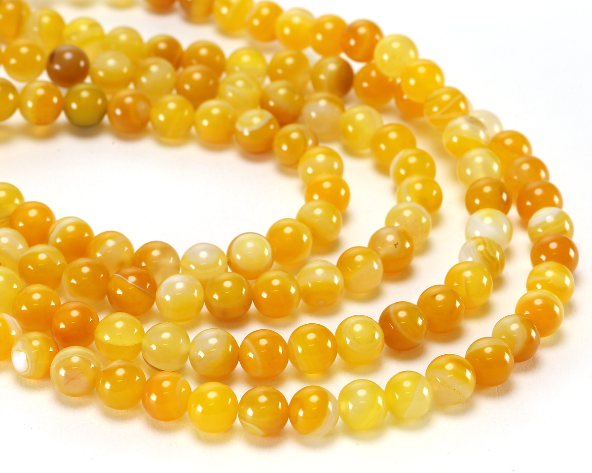 Yellow Line Agate Round 8mm