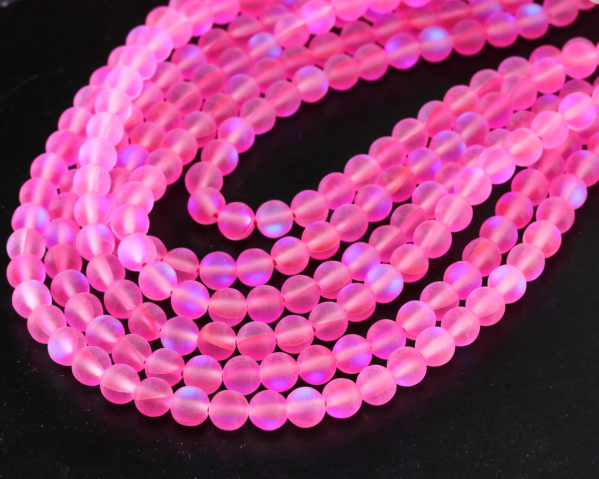 Fuchsia Fused Glass AB (matte) Round 6mm