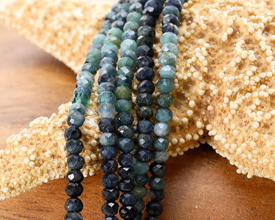 Tourmaline (A) Blue/Green Ombre Microfaceted Rondelle 3x4mm