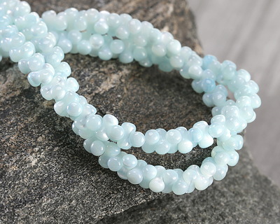 Aqua Mother of Pearl Peanut Beads 4x8mm